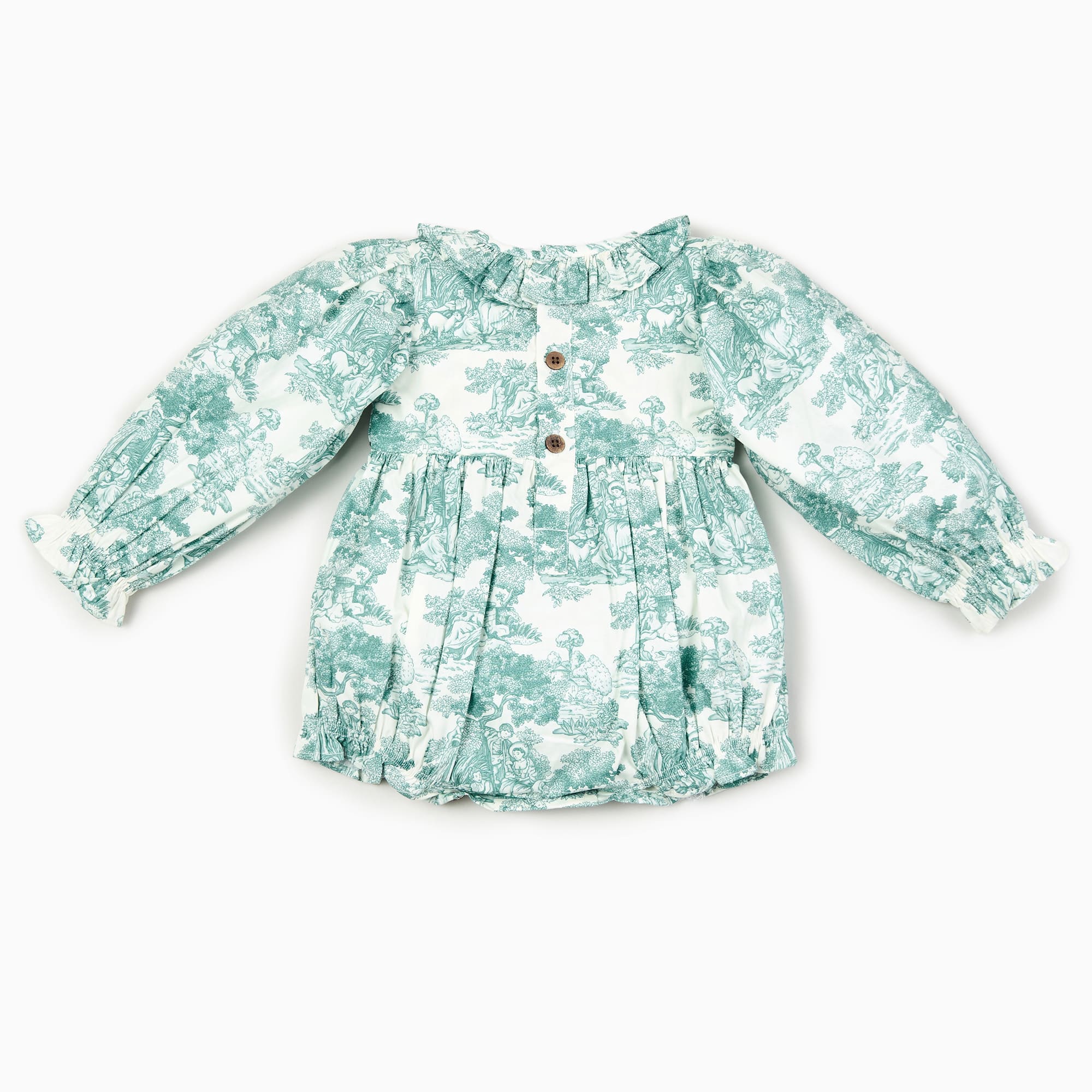 Country Toile Romper in Green