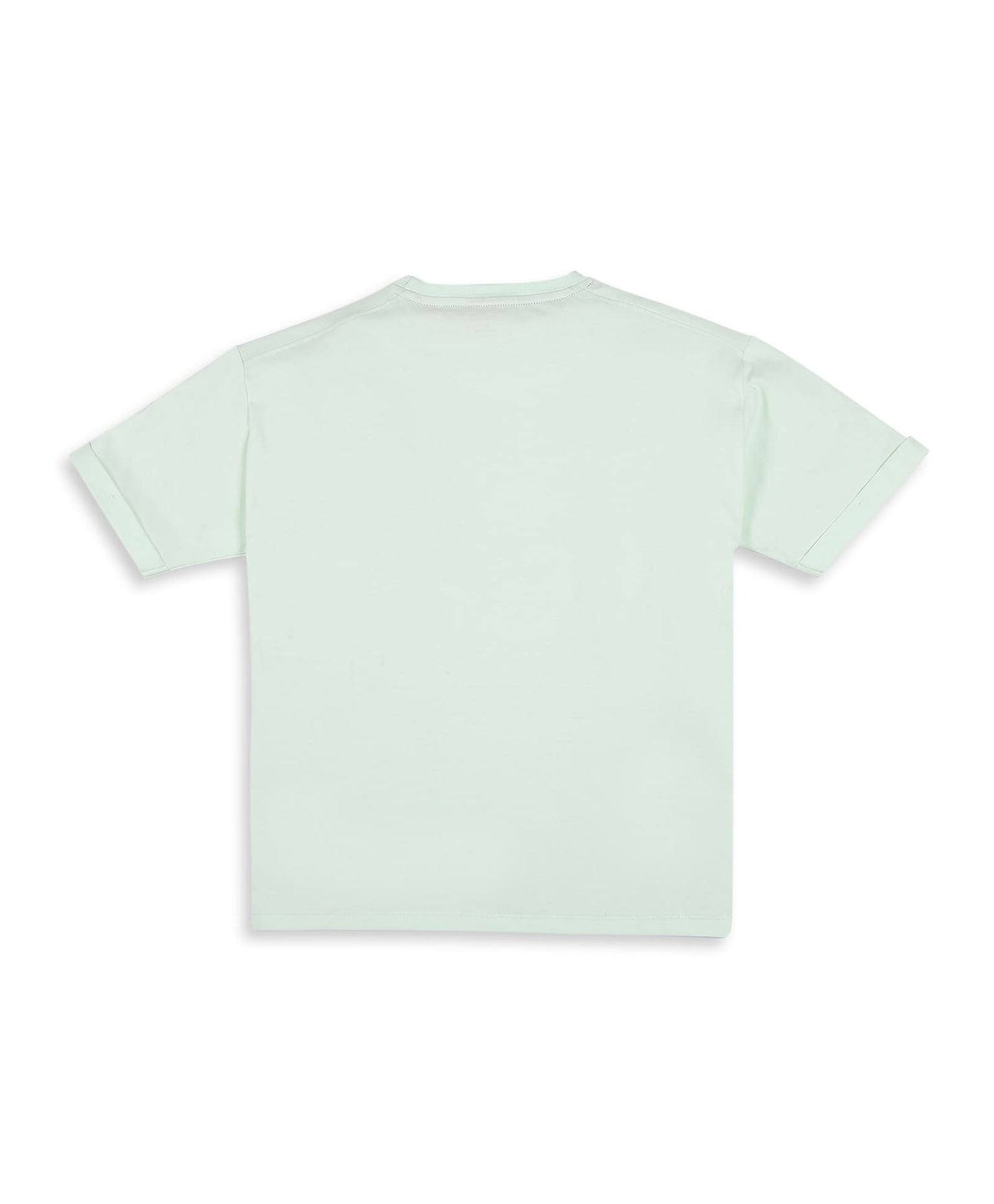 100% Cotton Drop Shoulder Tee With New York Foil Print - Light Green