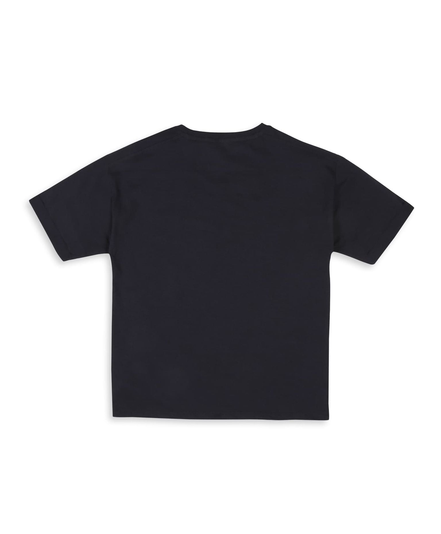 100% Cotton Drop Shoulder Tee With Cmyk Skate Print - Navy