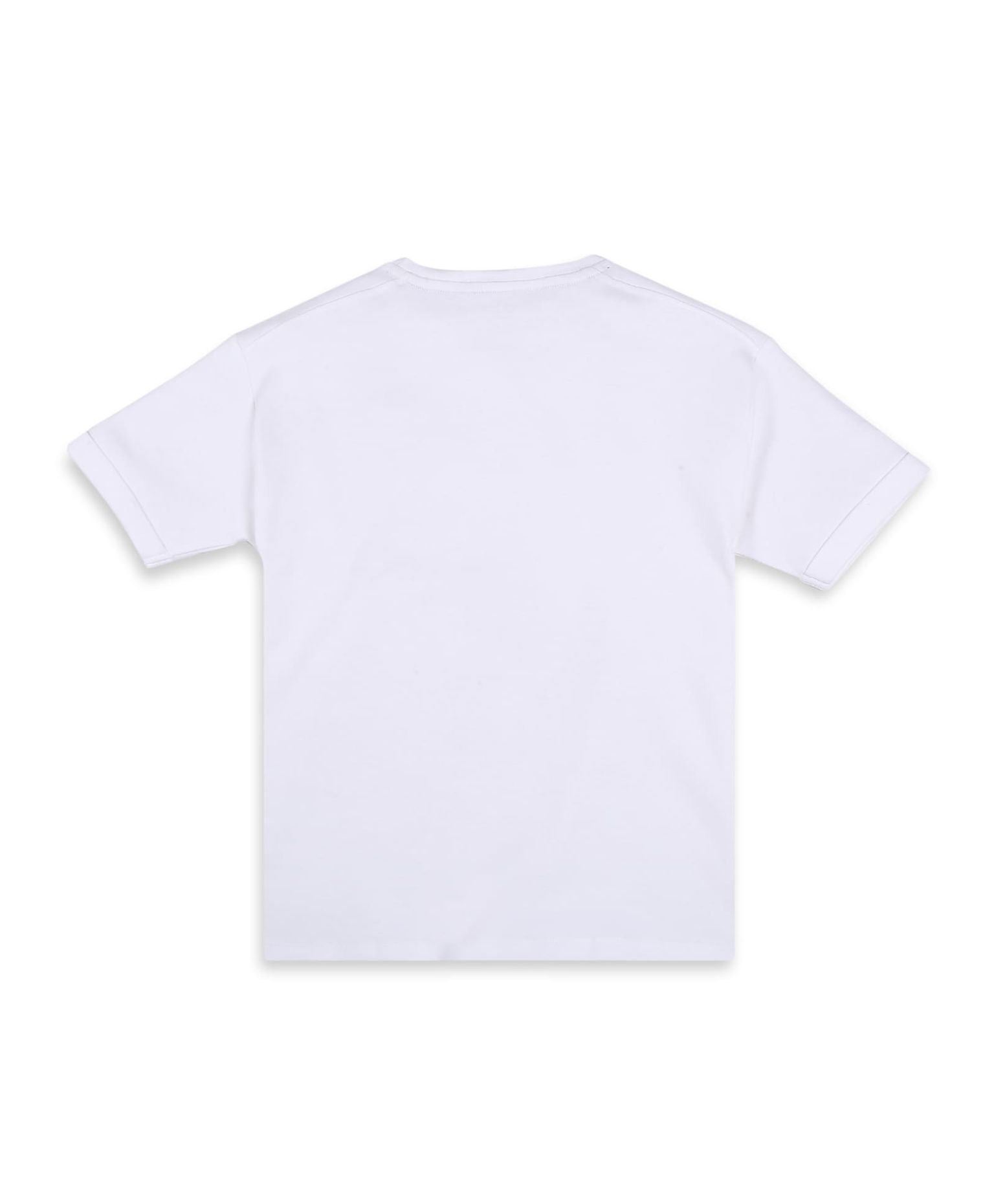 100% Cotton Drop Shoulder Tee With Cmyk Skate Print - White