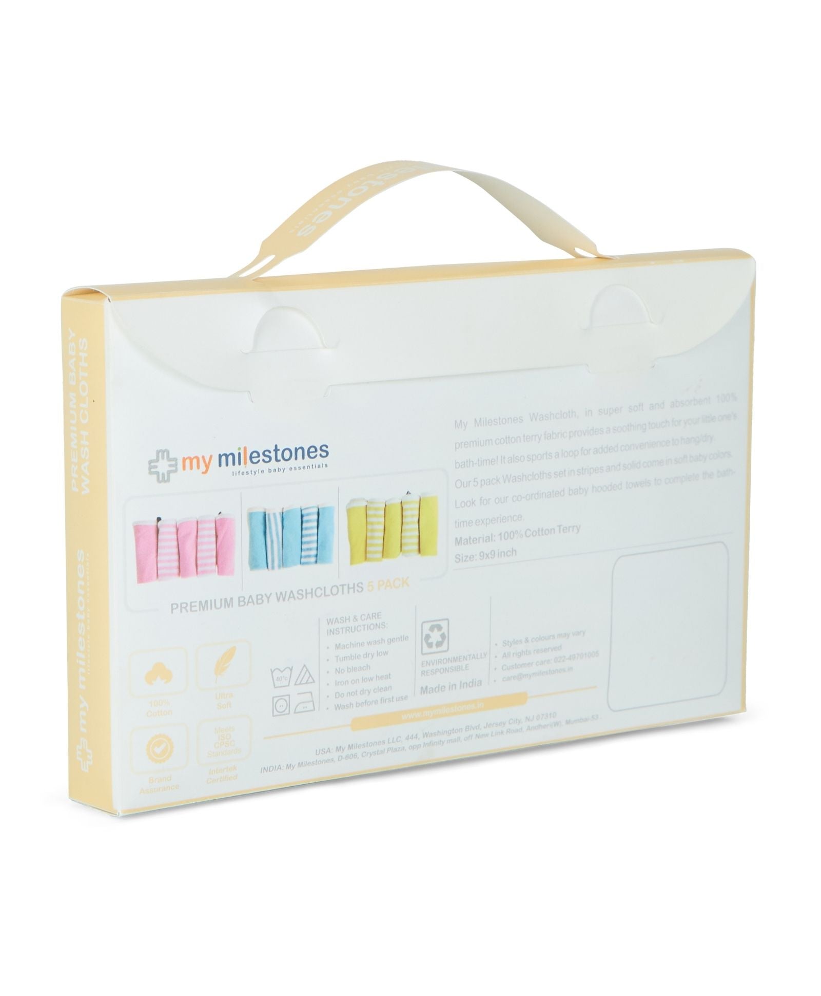 Premium Baby Washcloths – Pack of 5, 100% Cotton Terry, Ultra Soft & Absorbent (Tropical Peach)