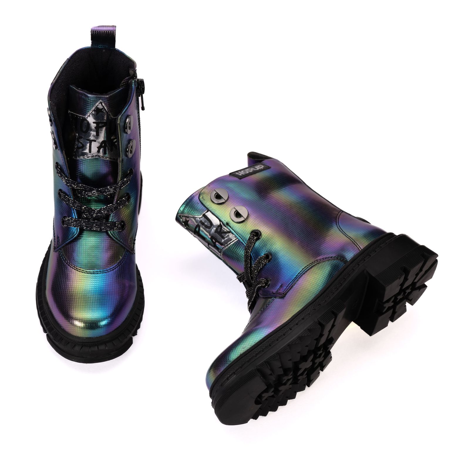 Rock Star Shimmer Boots | Hi-Top Glitter Zip Boots for Kids | Eco-Friendly & Anti-Skid Party Footwear