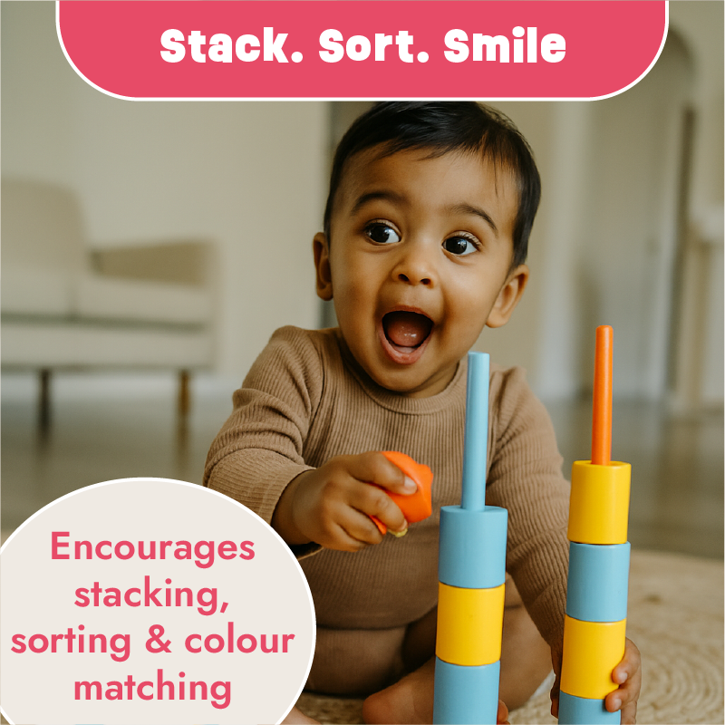 Peg Board - Stack and sort with 8 pattern cards