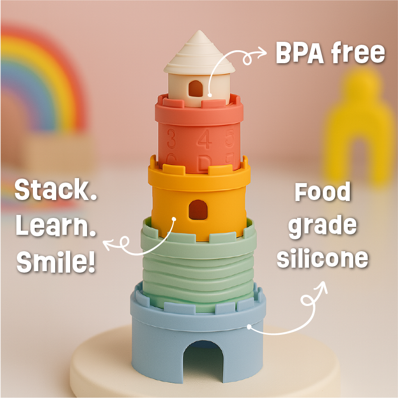 Silicone Castle Stacker for Beach Time, bath time fun and imaginative play