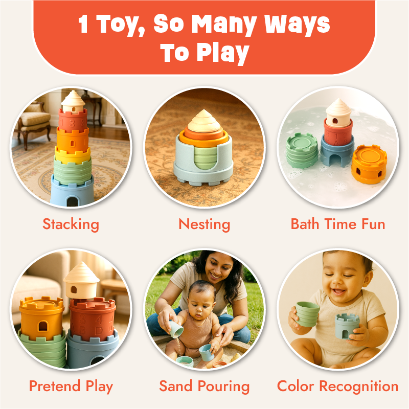 Silicone Castle Stacker for Beach Time, bath time fun and imaginative play