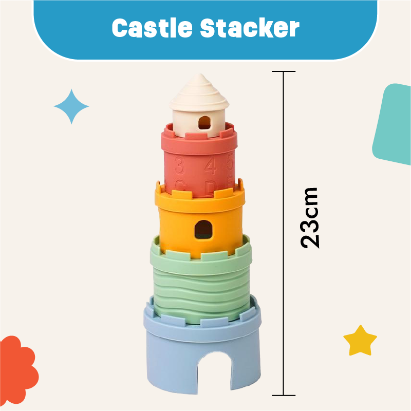 Silicone Castle Stacker for Beach Time, bath time fun and imaginative play
