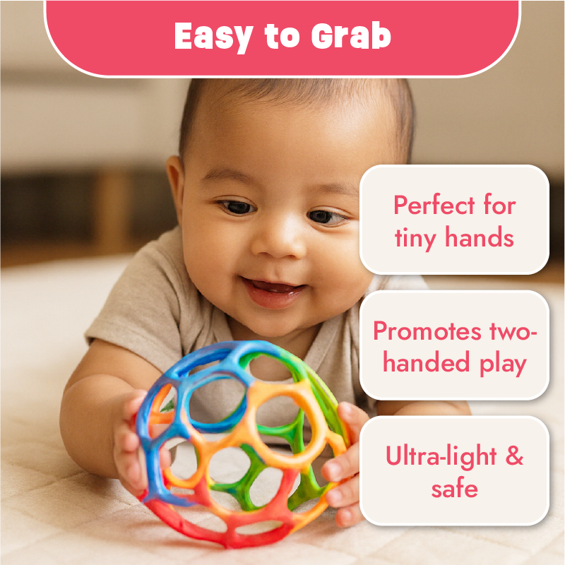 Grippy O-ball for early grasping by infants
