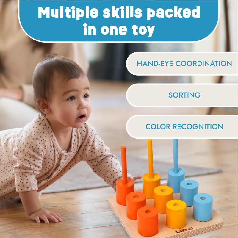 Peg Board - Stack and sort with 8 pattern cards