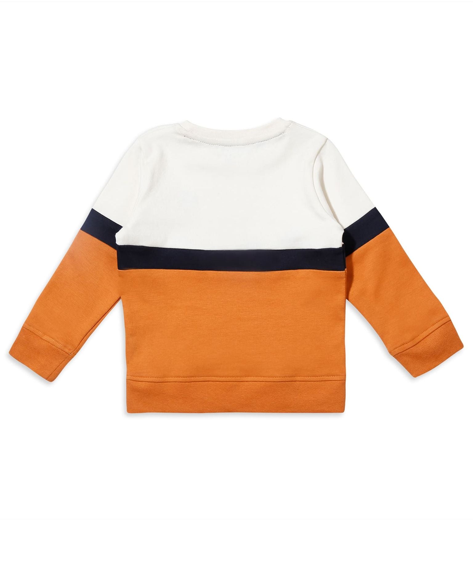 100% Cotton Color Block Lion Embroidery Set N Suit - Off White/Orange