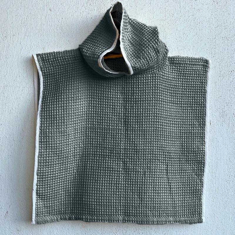 Organic Waffle Hooded Poncho Towel Set - Grey