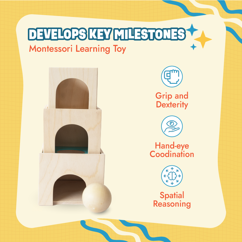 Wooden block set - Stacking, Nesting and Object Permanence Learning Toy
