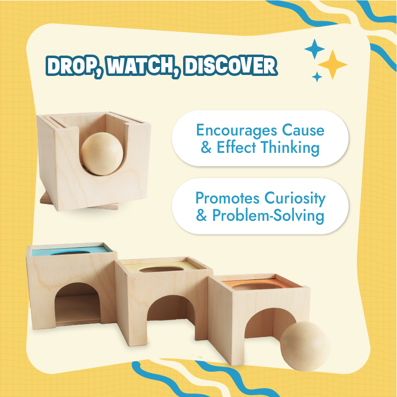 Wooden block set - Stacking, Nesting and Object Permanence Learning Toy