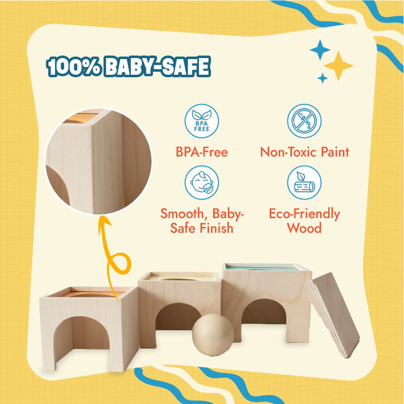Wooden block set - Stacking, Nesting and Object Permanence Learning Toy
