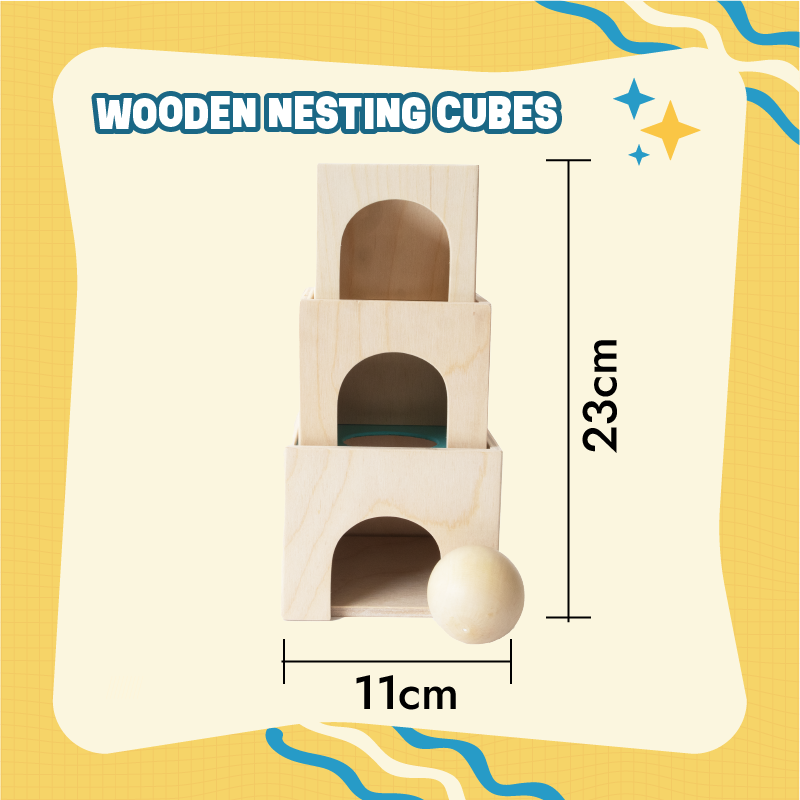 Wooden block set - Stacking, Nesting and Object Permanence Learning Toy