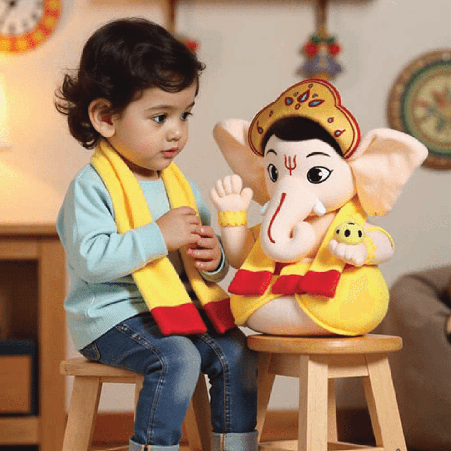 Baby Lord Ganesha Mantra Chanting Musical Soft Plush Toy for Kids (Medium 35 cm)