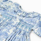 Country Toile Dress in Blue