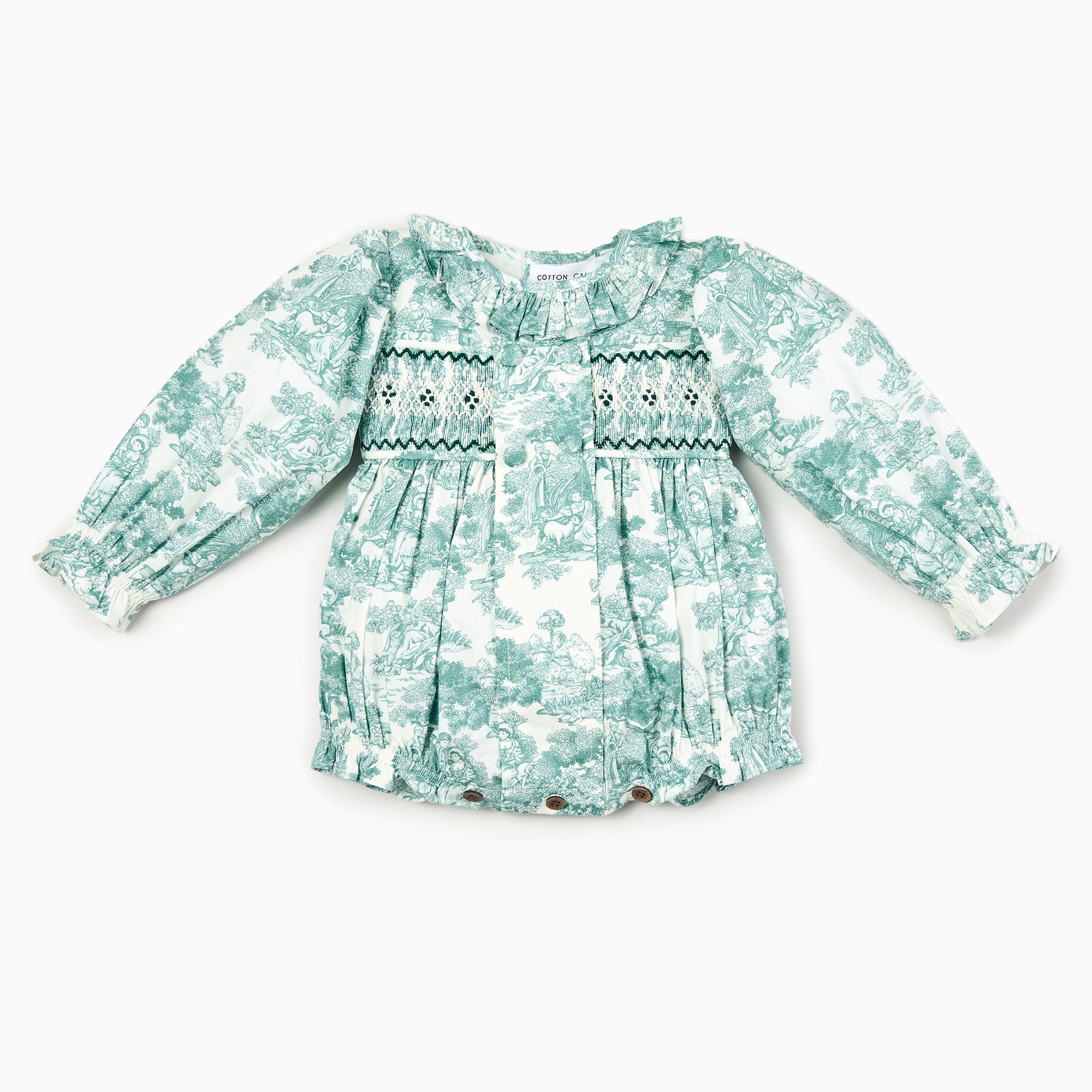 Country Toile Romper in Green