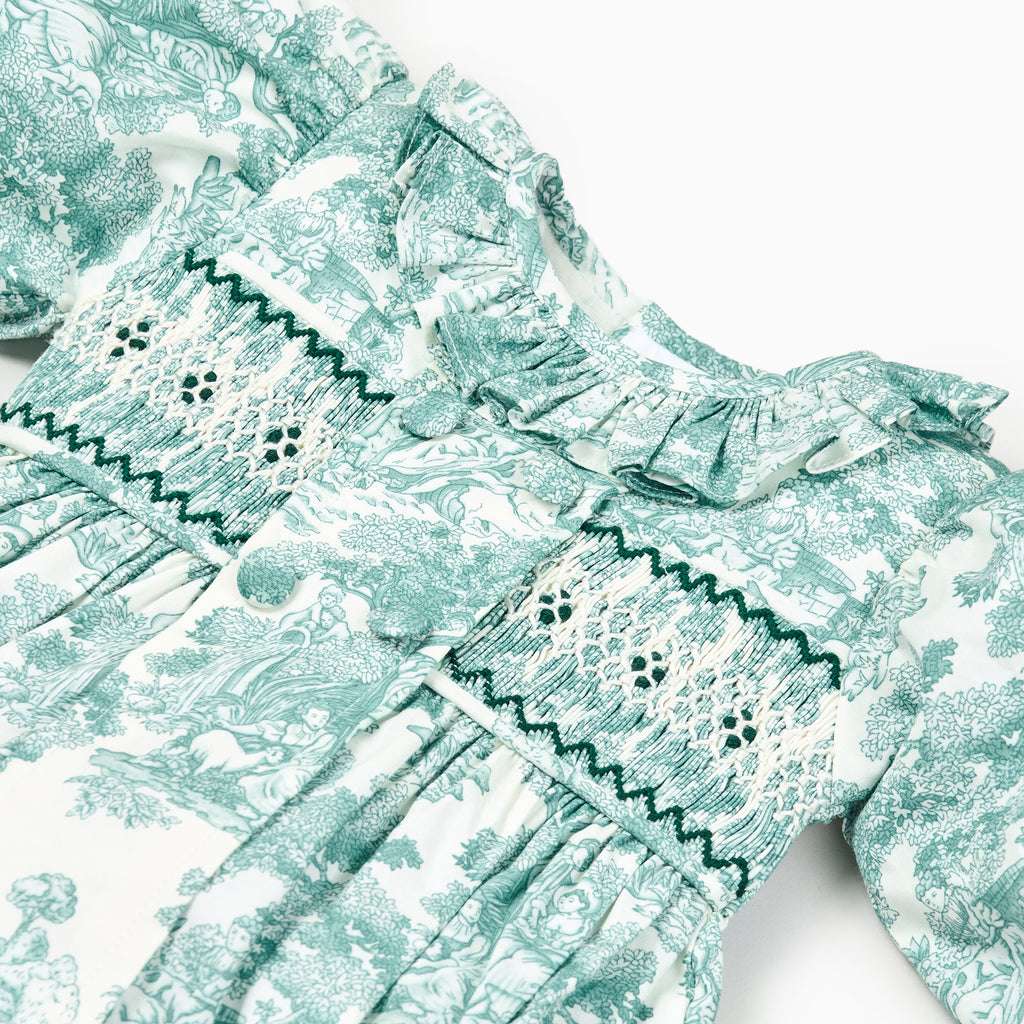 Country Toile Romper in Green
