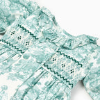 Country Toile Romper in Green