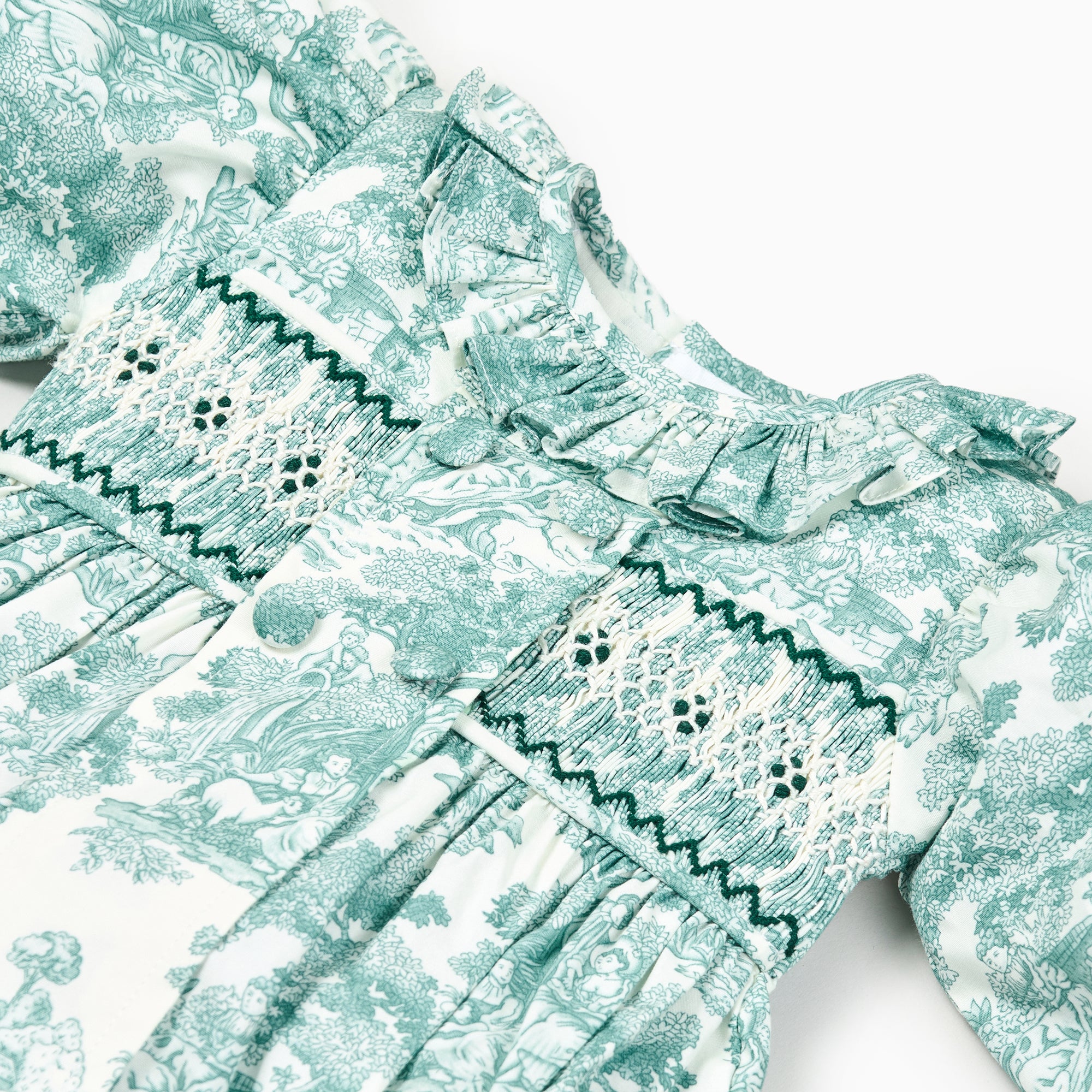 Country Toile Romper in Green