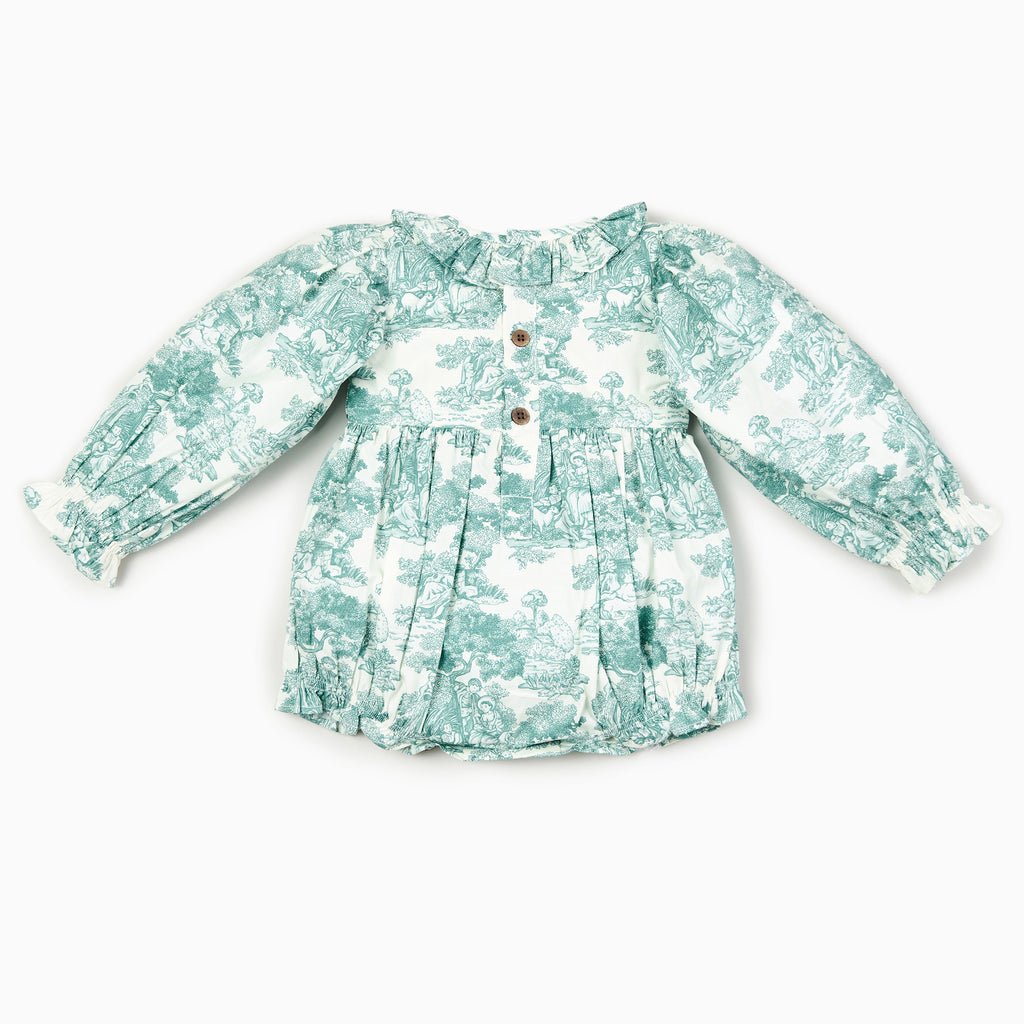 Country Toile Romper in Green