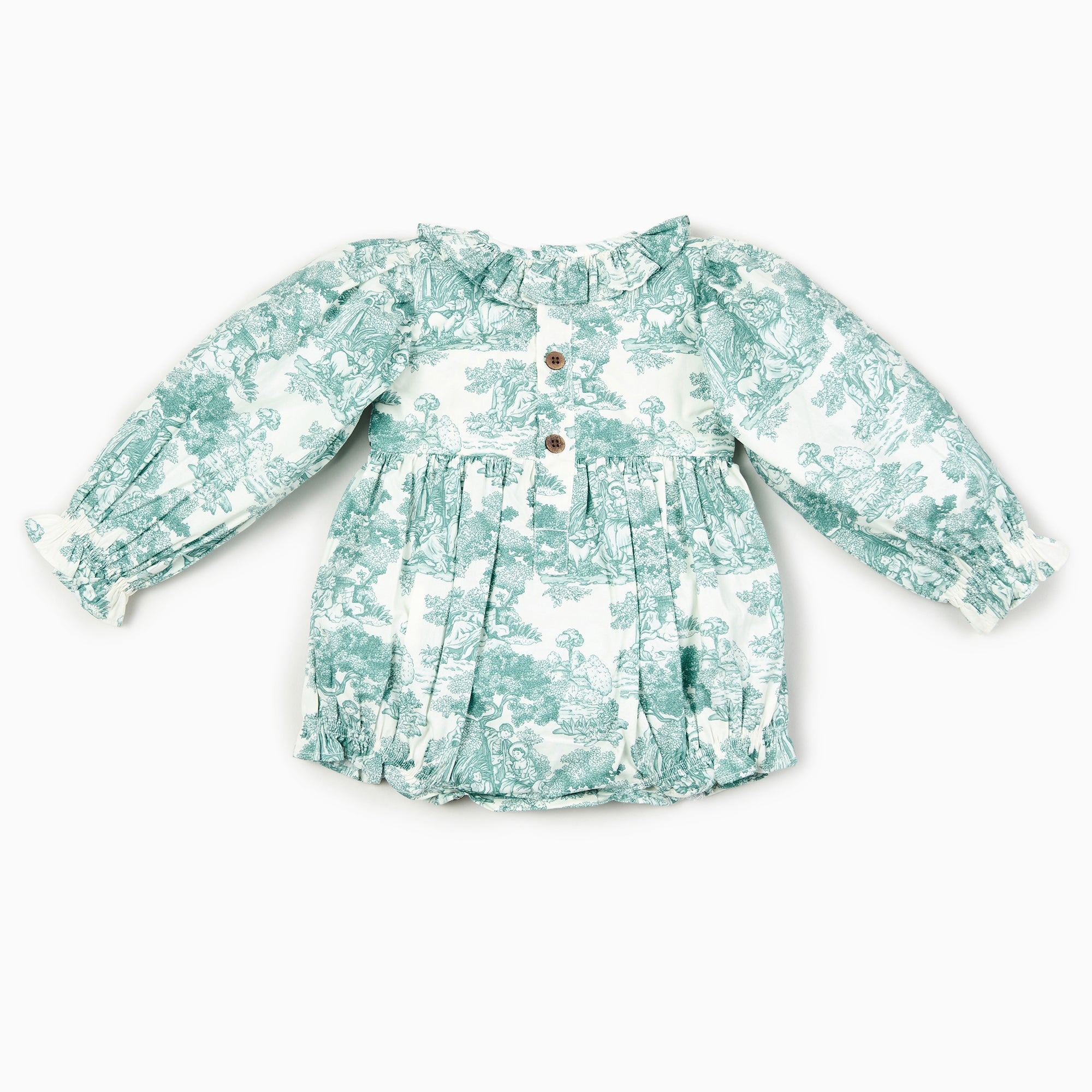 Country Toile Romper in Green