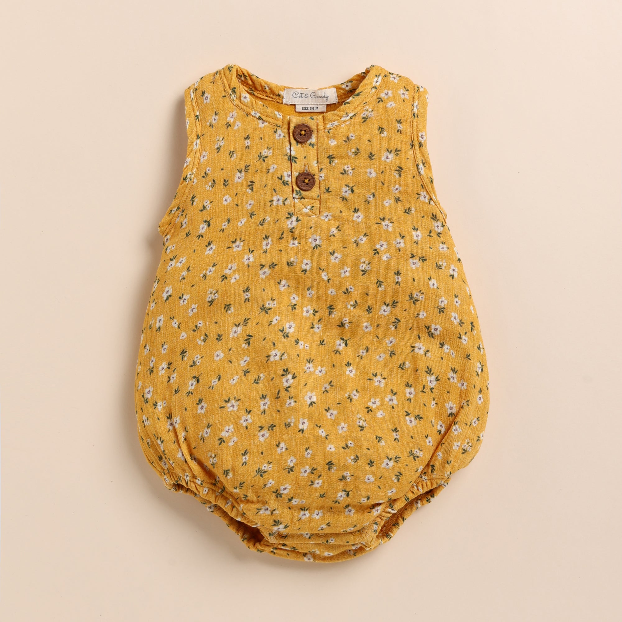 Organic Muslin Bubble Romper-Vintage Floral