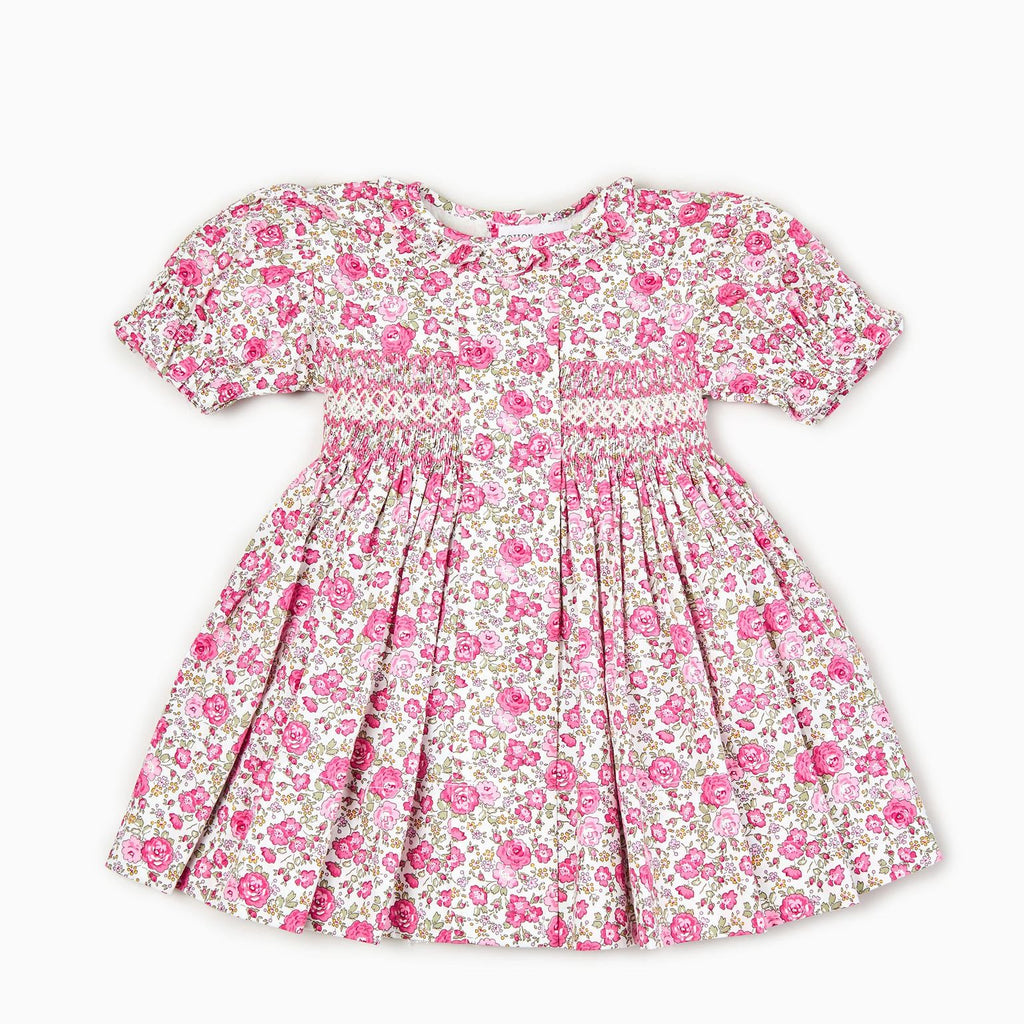 Pink Roses Hand smocked Dress