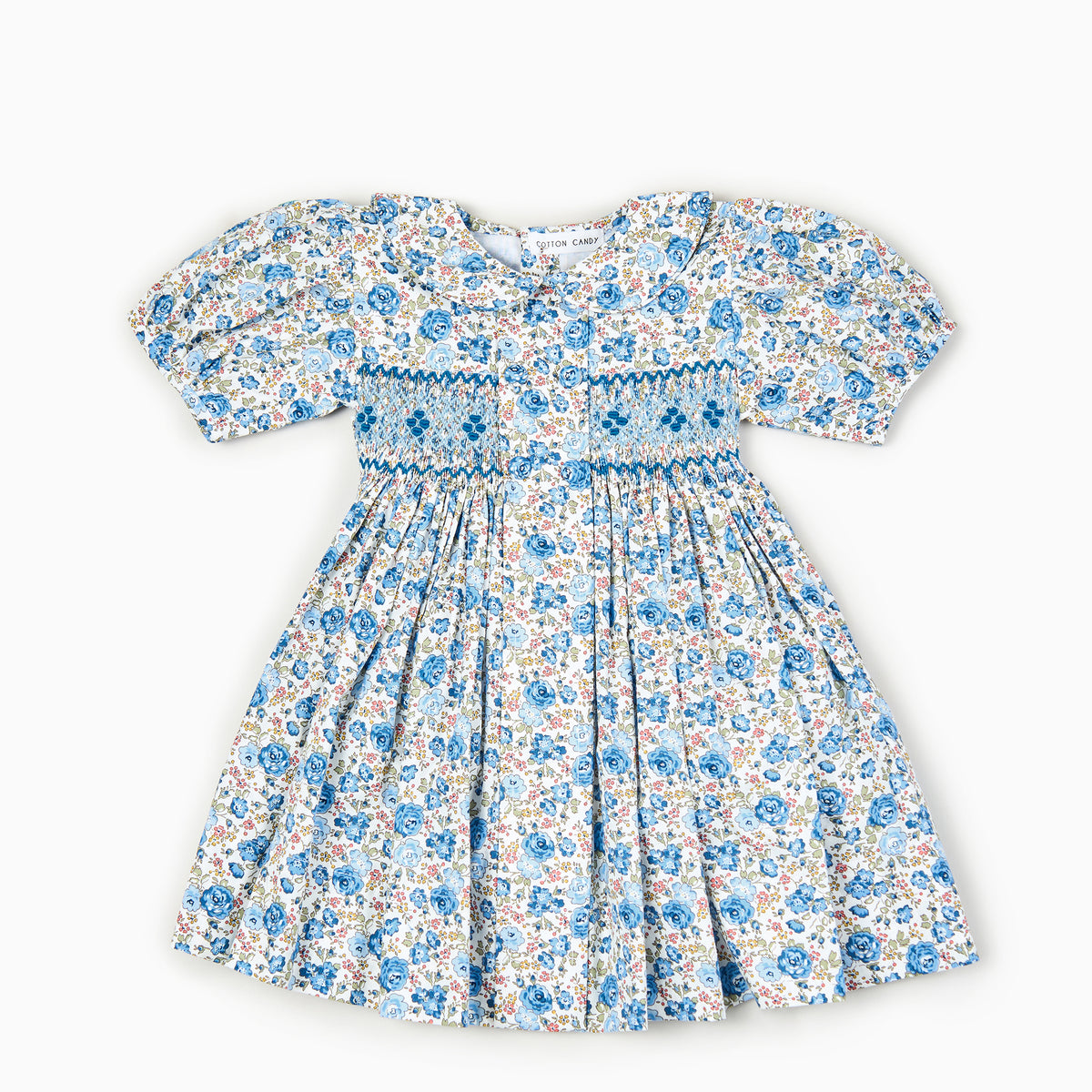 Ditsy Blue Roses Hand smocked Dress