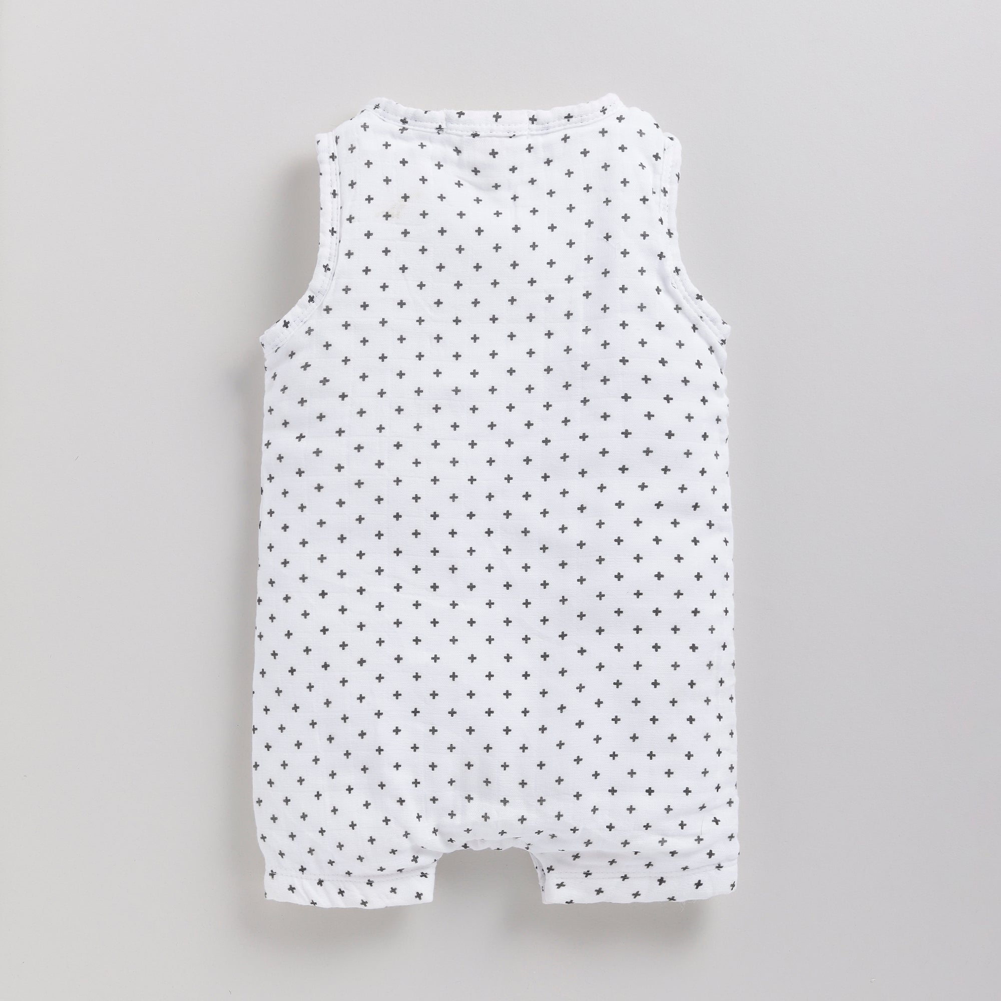 Organic Muslin Half Romper-Cross Print