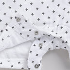 Organic Muslin Half Romper-Cross Print
