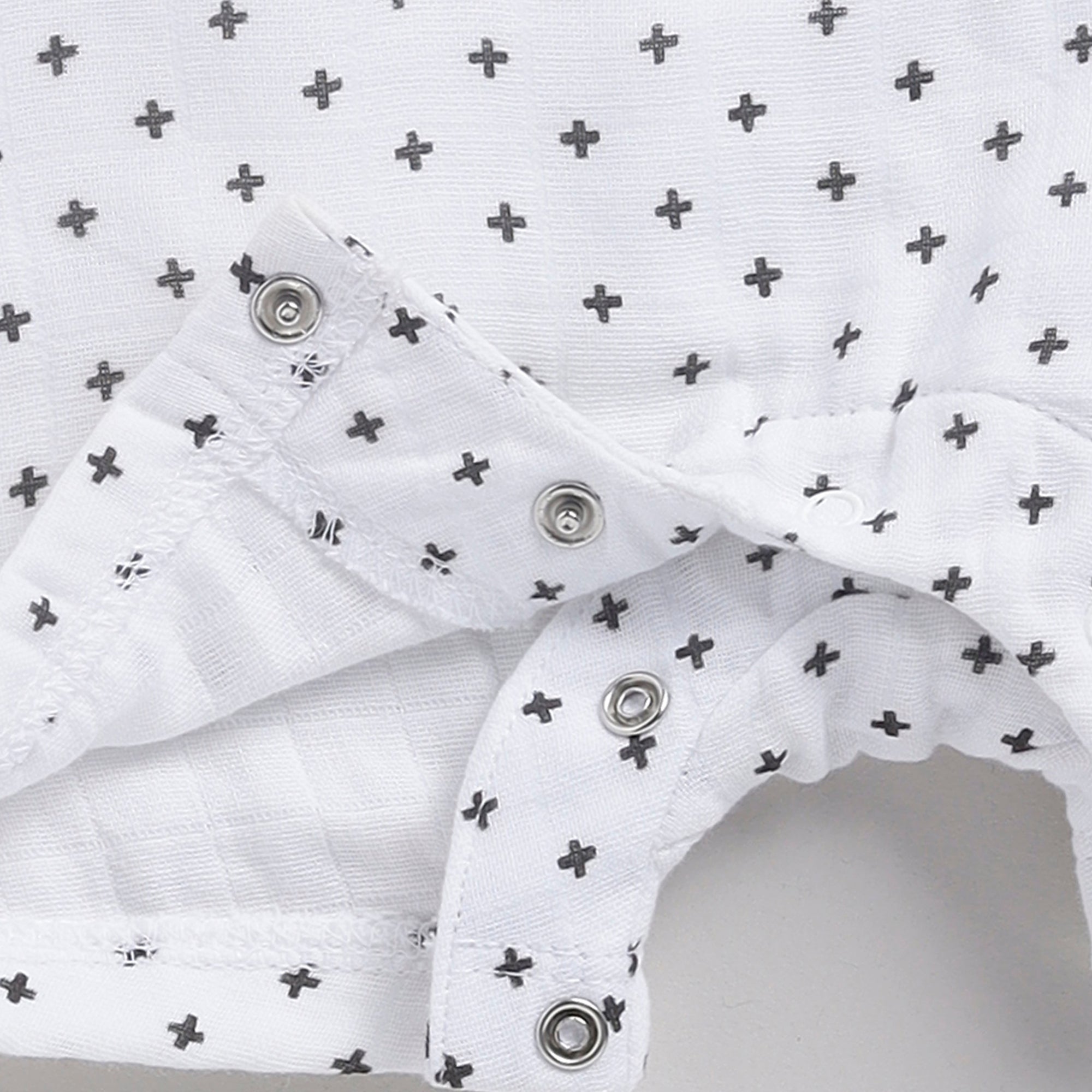 Organic Muslin Half Romper-Cross Print