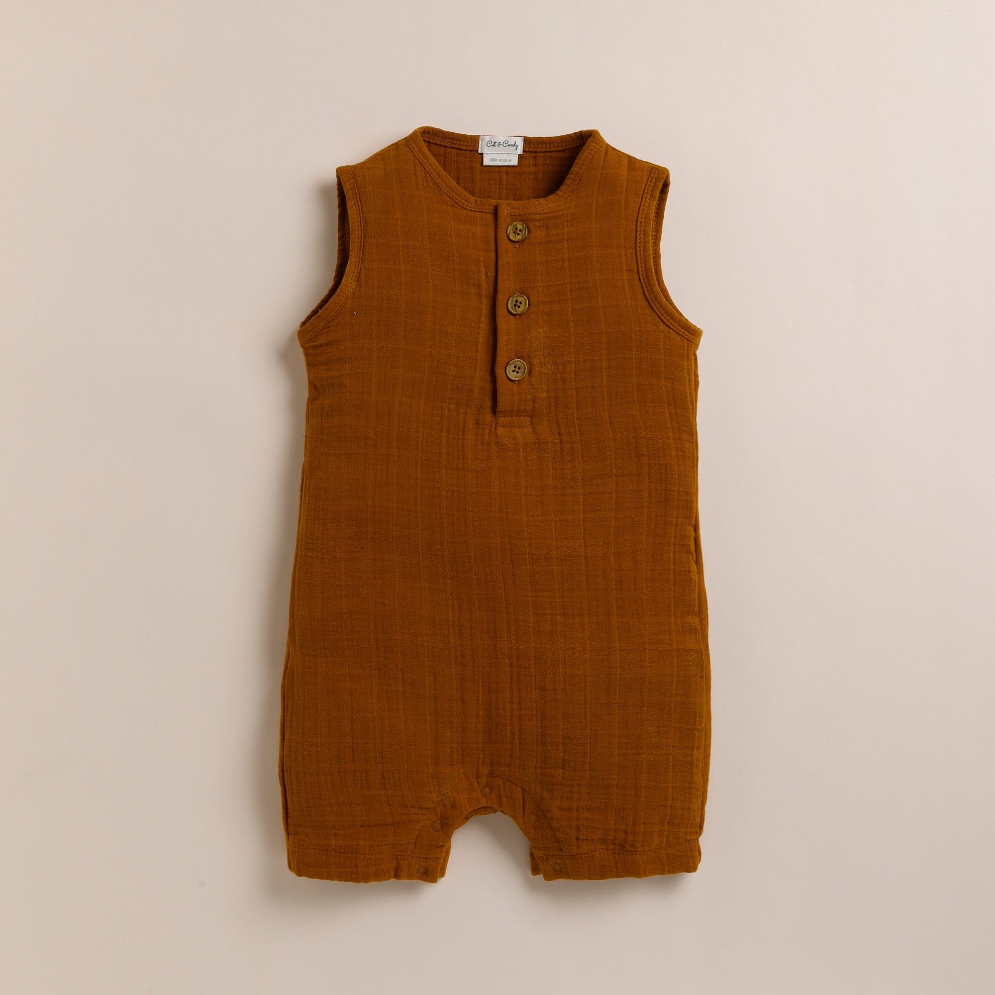 Organic Muslin Half Romper-Ginger