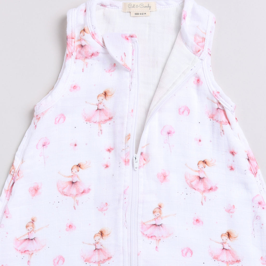 Organic Baby Muslin Sleeping Bag-Ballerina