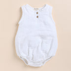 Organic Muslin Bubble Romper-White