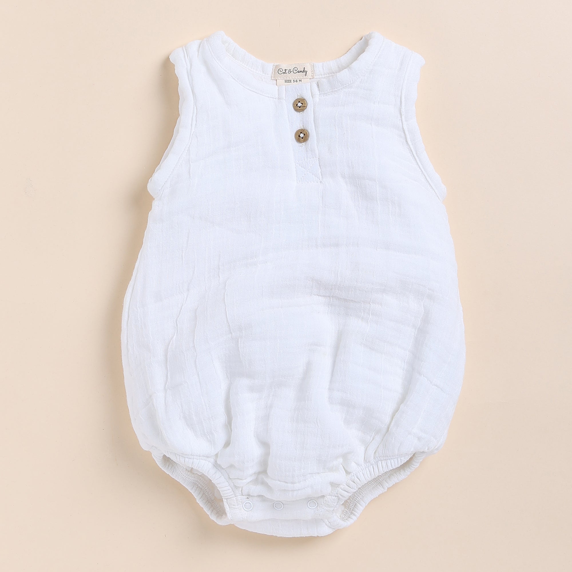 Organic Muslin Bubble Romper-White