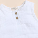Organic Muslin Bubble Romper-White