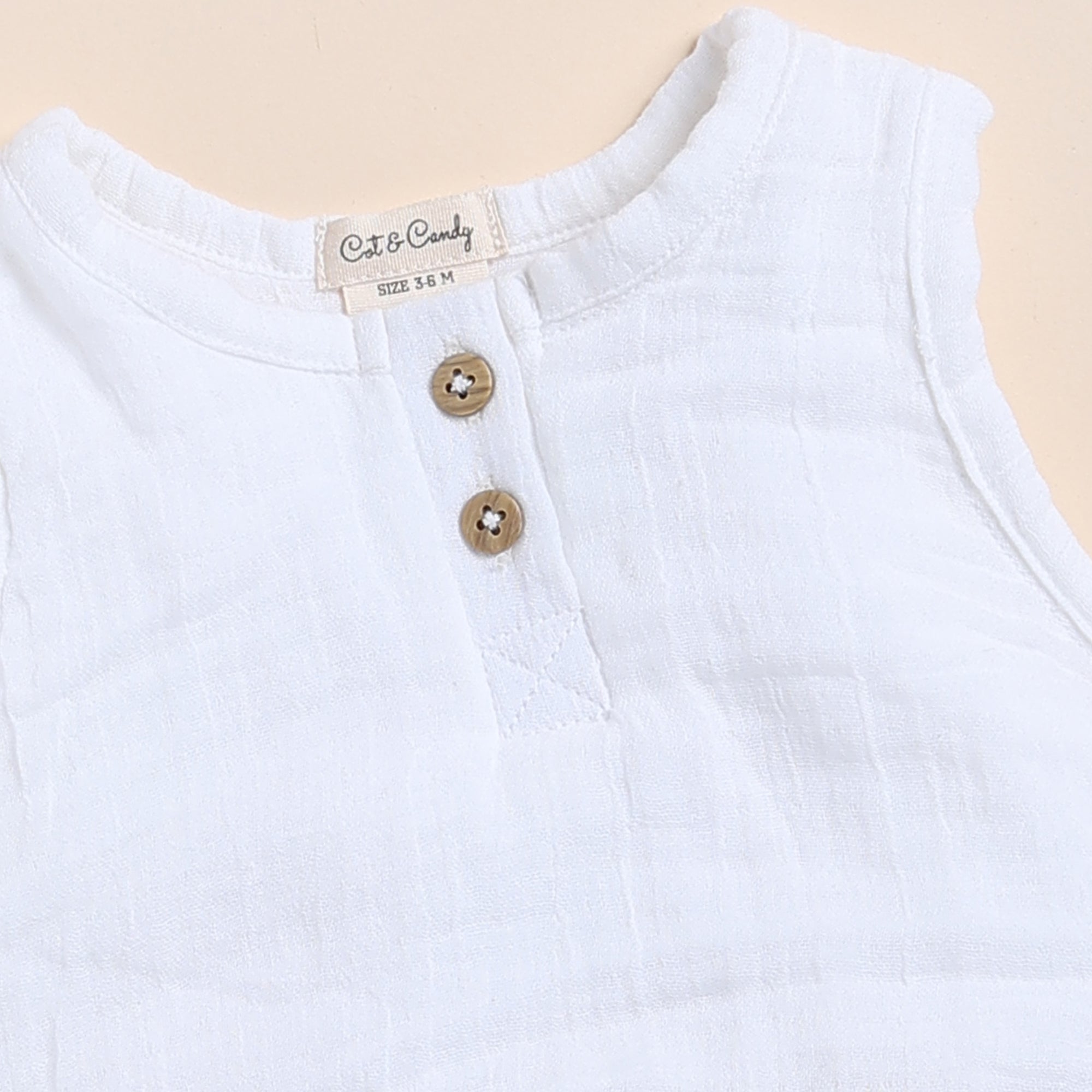 Organic Muslin Bubble Romper-White