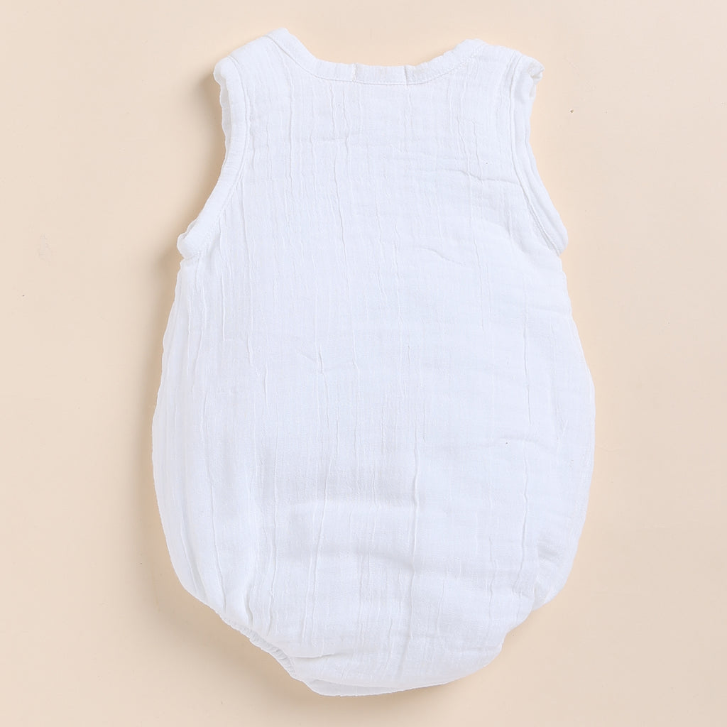 Organic Muslin Bubble Romper-White