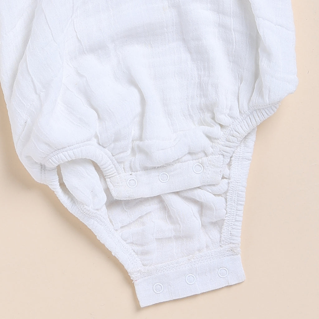 Organic Muslin Bubble Romper-White