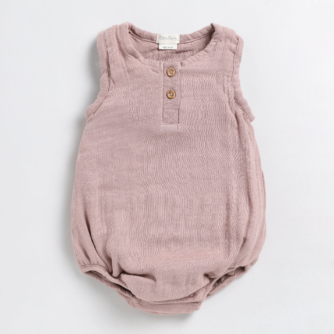 Organic Muslin Bubble Romper-Blush Pink