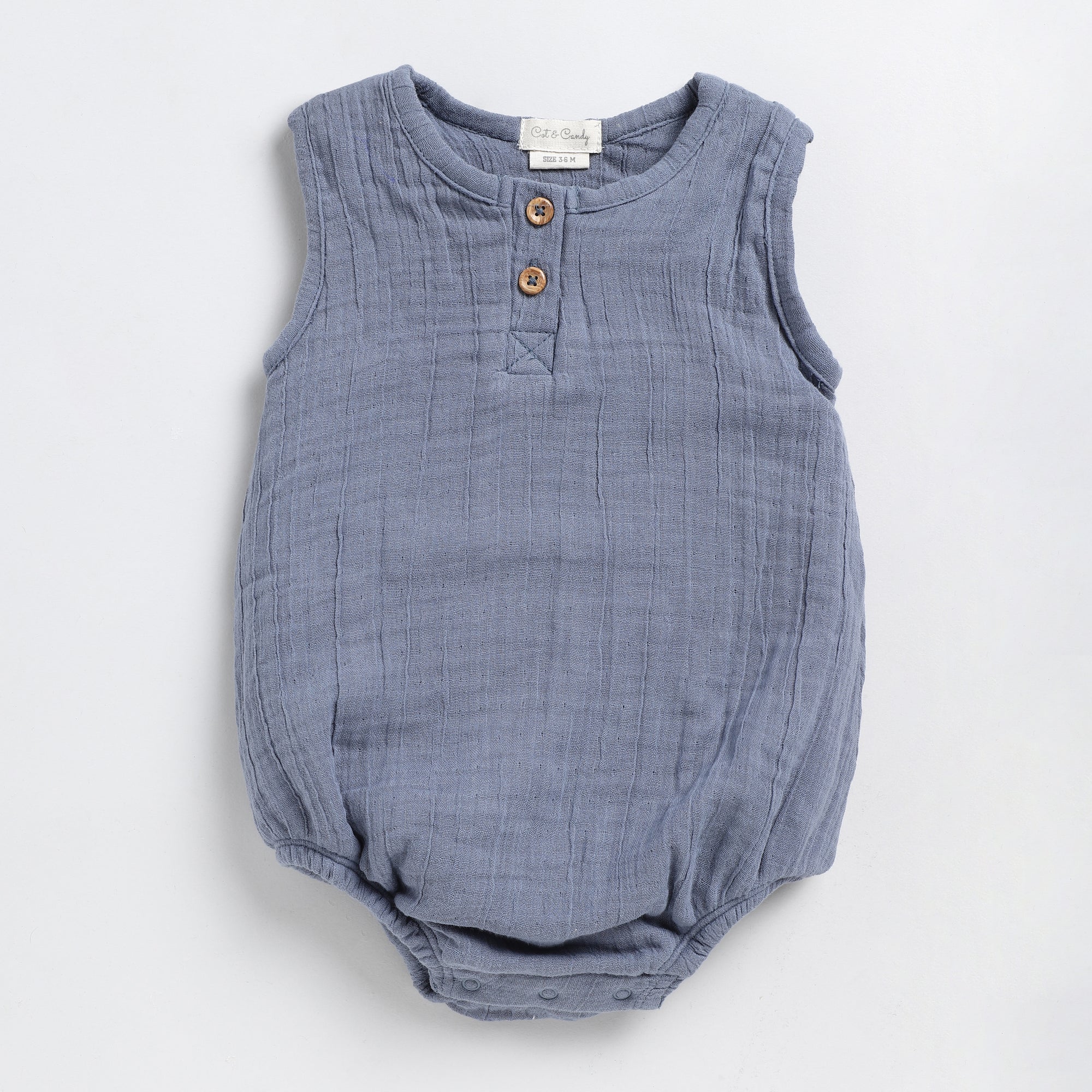 Organic Muslin Bubble Romper-Aqua