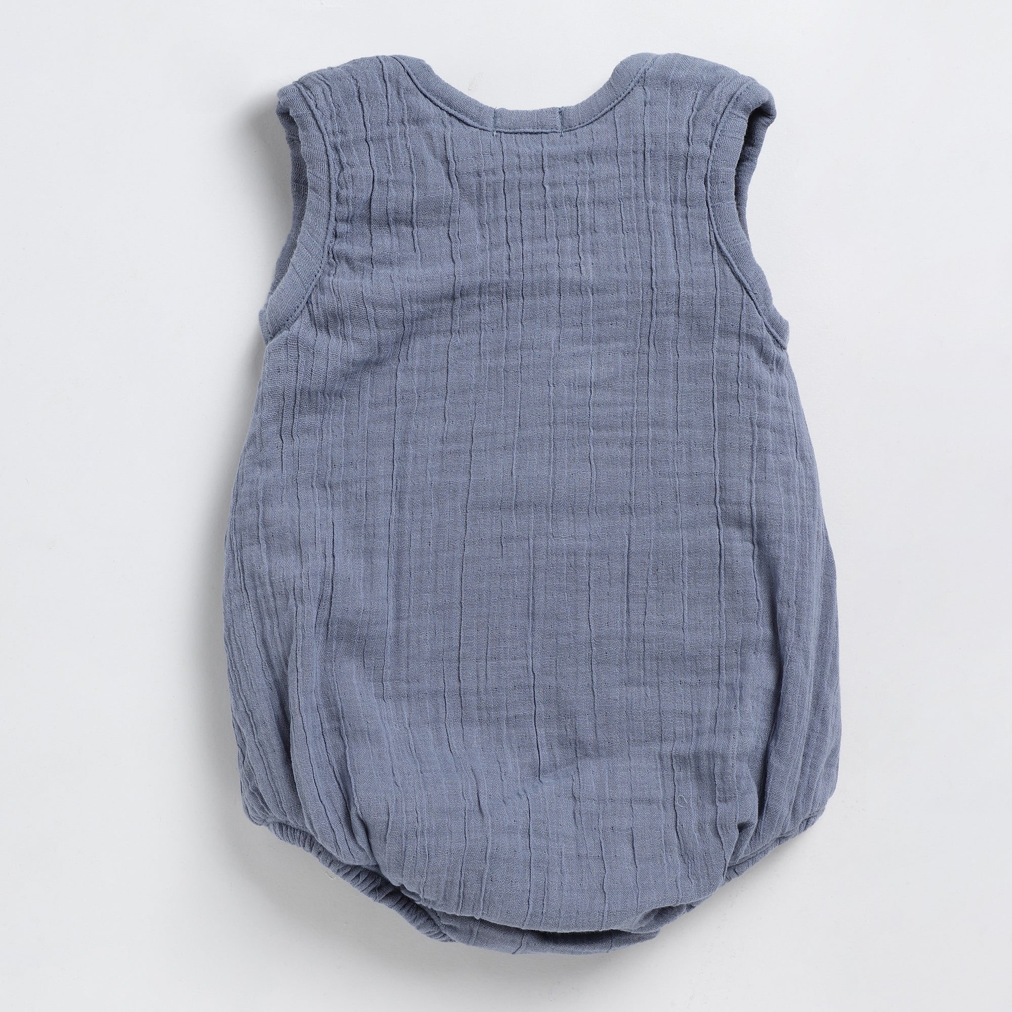 Organic Muslin Bubble Romper-Aqua