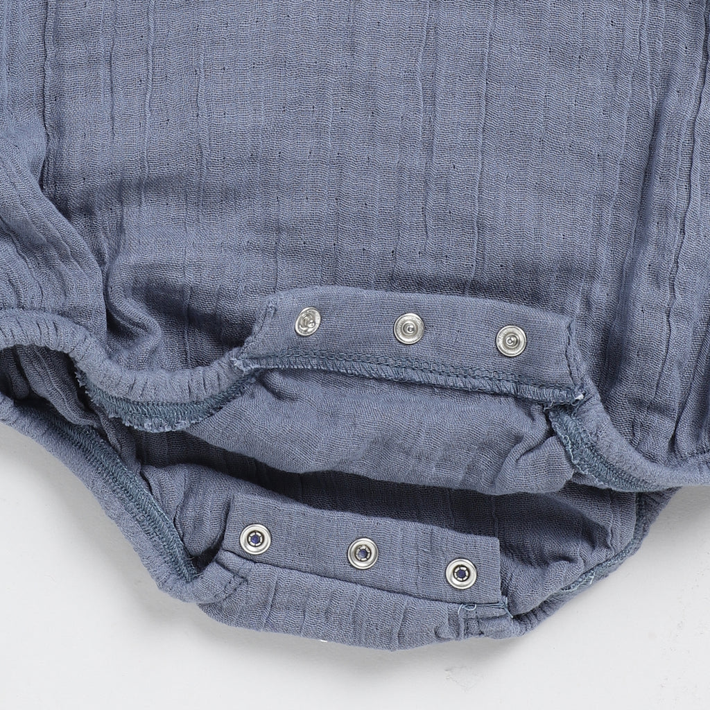 Organic Muslin Bubble Romper-Aqua