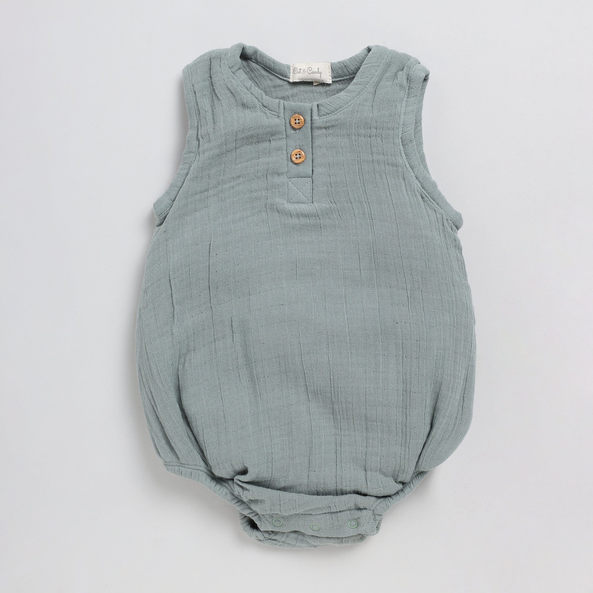 Organic Muslin Bubble Romper-Sage
