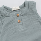 Organic Muslin Bubble Romper-Sage