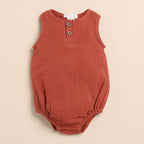 Organic Muslin Bubble Romper-Picante