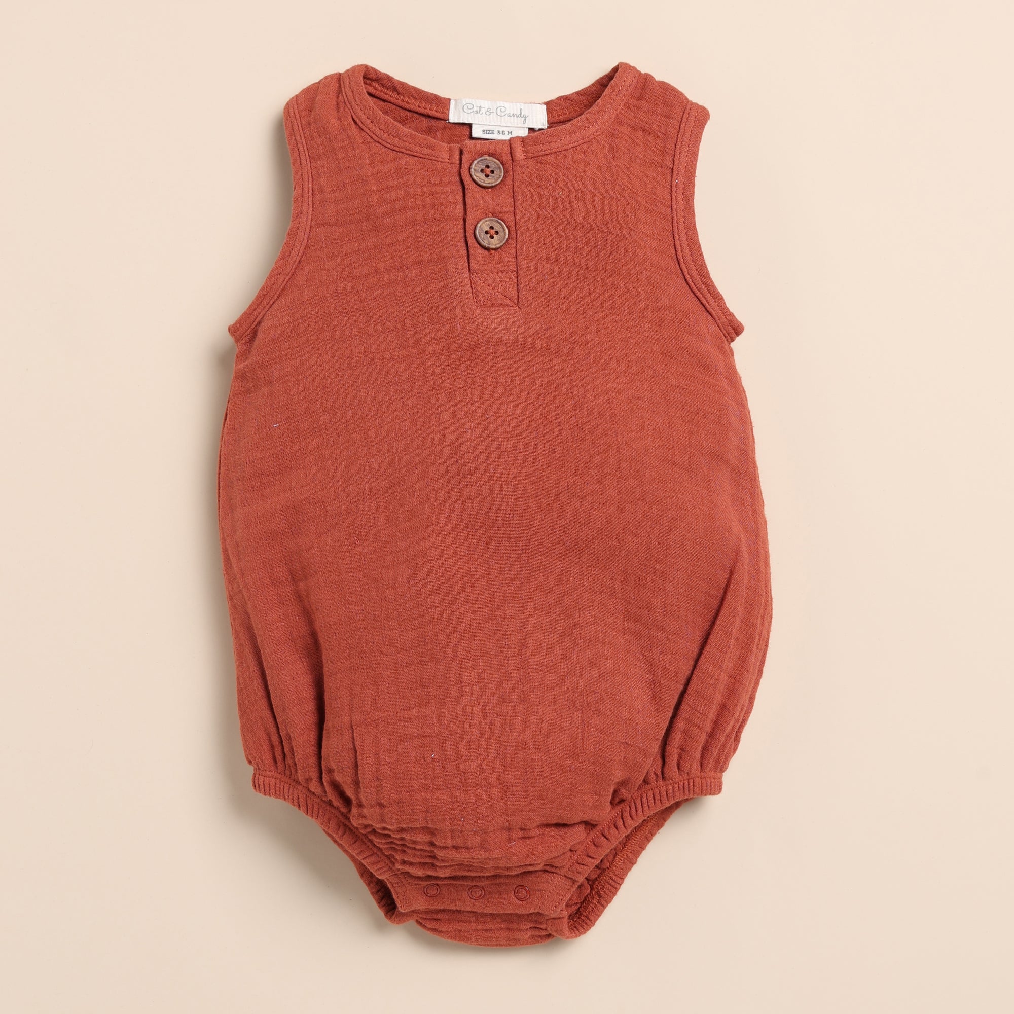 Organic Muslin Bubble Romper-Picante