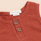 Organic Muslin Bubble Romper-Picante