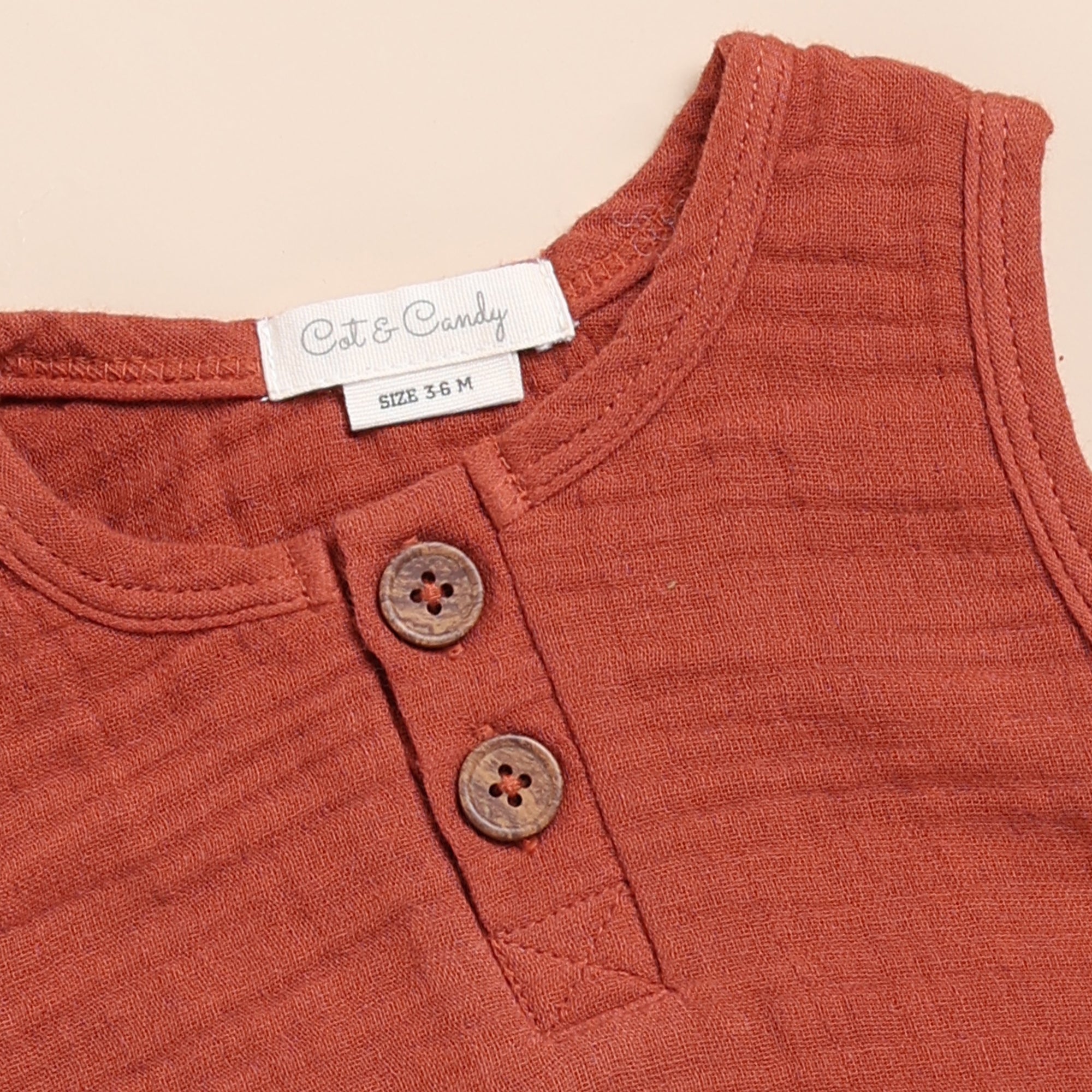 Organic Muslin Bubble Romper-Picante